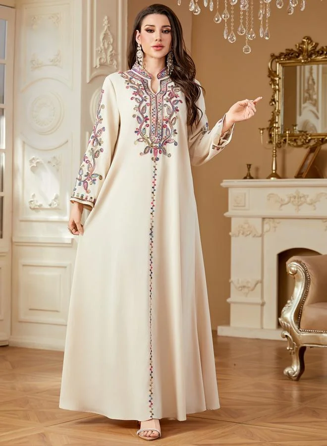 تايك تو جلابية بأكمام طويلة وتفاصيل رقعة ترتر